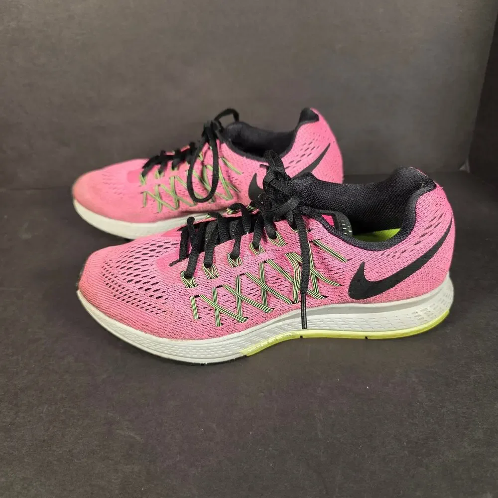 Nike Zoom Pegasus 32 Womans 8 Running Shoes Pink Pow Black Ghost Green Colorway